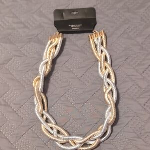 Elegant Gold and Silver Braided Necklace